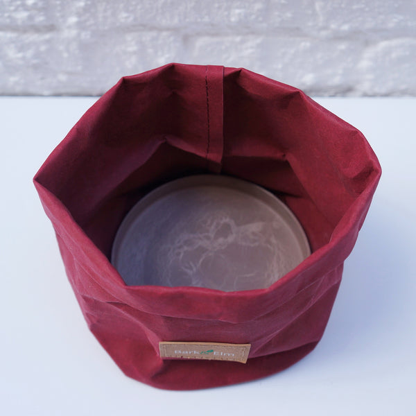 Eco Plant Bag + Saucer - Matt Burgundy