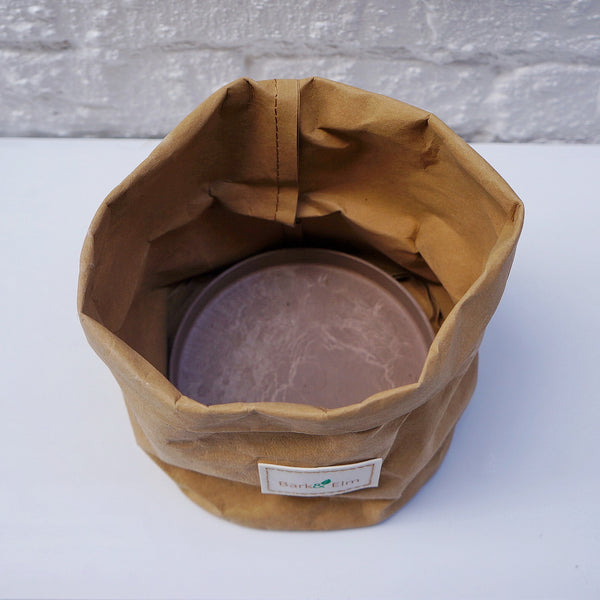 Eco Plant Bag + Saucer - Matte Tan