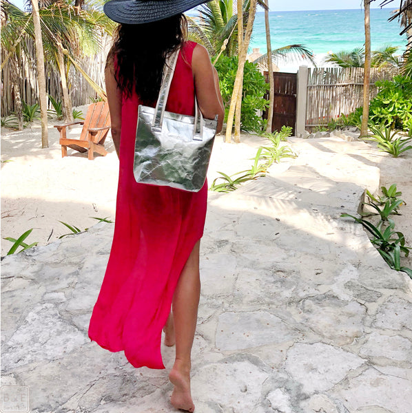 Aspen Tote Bag - Metallic Silver