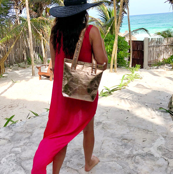 Aspen Tote Bag - Metallic Rose Gold